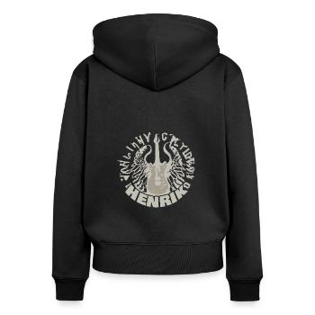 Gitarre Henrik - Frauen Premium Bio Zip Hoodie - Schwarz - Hinten - Julia (174cm)