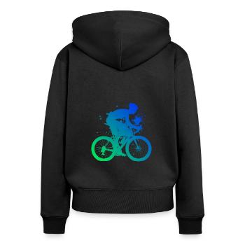 Vélo de route Vélo de route Vélo de route Hommes Vélo de route - Sweat à capuche zippé Premium bio Femme - noir - Dos - Julia (174cm)