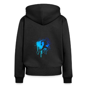 Cross Country Running Hommes Fitness Femmes - Sweat à capuche zippé Premium bio Femme - noir - Dos - Julia (174cm)