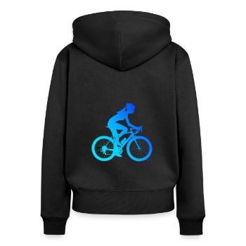 Velo Herren Radeln Bike Radfahrer Damen - Frauen Premium Bio Zip Hoodie - Schwarz - Hinten - Julia (174cm)