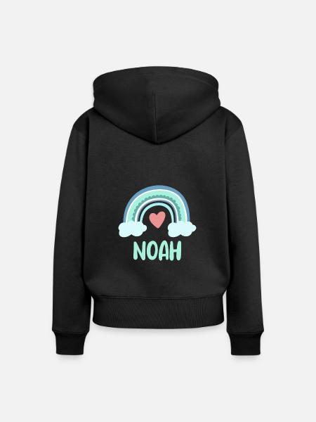 Noah Name Regenbogen Baby - Frauen Premium Bio Zip Hoodie - Schwarz