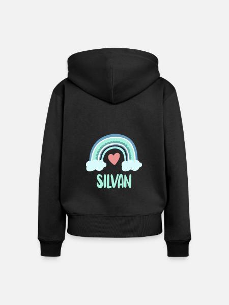 Silvan Name Regenbogen Baby - Frauen Premium Bio Zip Hoodie - Schwarz