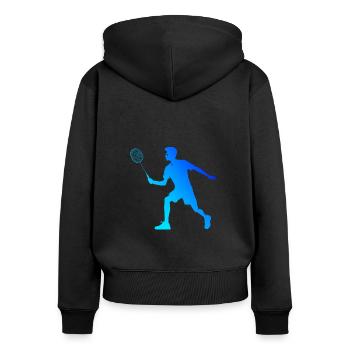 Joueur de badminton Squash Femmes Badminton Hommes - Sweat à capuche zippé Premium bio Femme - noir - Dos - Julia (174cm)