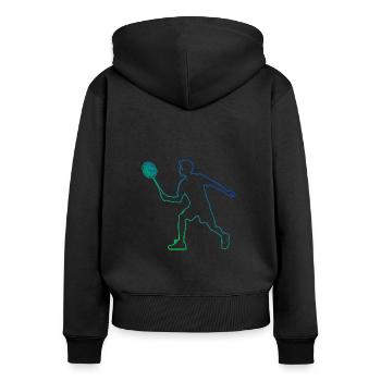 Badmintonspieler Badminton Damen Federball - Frauen Premium Bio Zip Hoodie - Schwarz - Hinten - Julia (174cm)