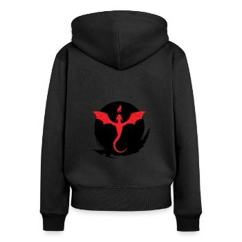 Japan Asien Bambus Sonne Kanji Natur Drachen Kreis - Frauen Premium Bio Zip Hoodie - Schwarz - Hinten - Julia (174cm)