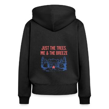 Just the Trees Me & the Breeze Camping Introvert - Frauen Premium Bio Zip Hoodie - Schwarz - Hinten - Julia (174cm)