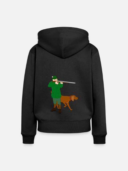Jäger mit Hund - Frauen Premium Bio Zip Hoodie - Schwarz
