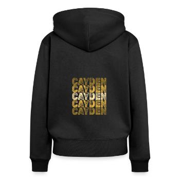 Cayden als Wurzeln - Frauen Premium Bio Zip Hoodie - Schwarz - Hinten - Julia (174cm)