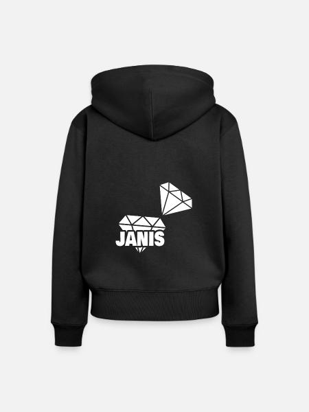 Kostbar Janis - Frauen Premium Bio Zip Hoodie - Schwarz