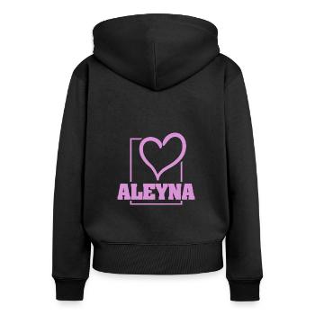 Aleyna - Frauen Premium Bio Zip Hoodie - Schwarz - Hinten - Julia (174cm)