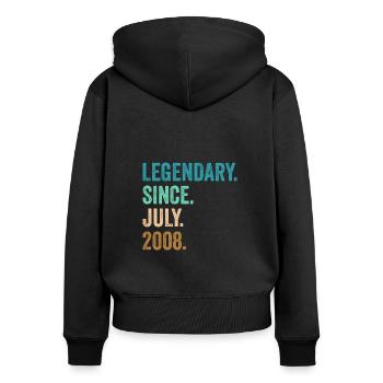 Légendaire depuis juillet 2008 14ème anniversaire - Sweat à capuche zippé Premium bio Femme - noir - Dos - Julia (174cm)