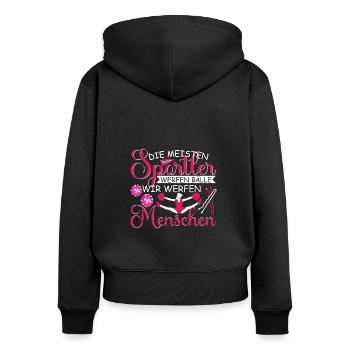 Cheerleading Cheerleader Wir werfen Menschen - Frauen Premium Bio Zip Hoodie - Schwarz - Hinten - Julia (174cm)