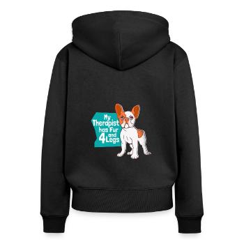My Therapist Has Fur and 4 Legs Hund Französische - Frauen Premium Bio Zip Hoodie - Schwarz - Hinten - Julia (174cm)