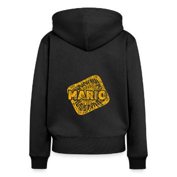 Sternenstaub Mario - Frauen Premium Bio Zip Hoodie - Schwarz - Hinten - Julia (174cm)