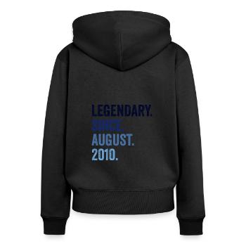 Legendary Since August 2010 12. Geburtstag - Frauen Premium Bio Zip Hoodie - Schwarz - Hinten - Julia (174cm)