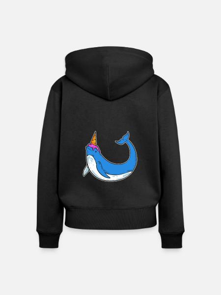 Eiscreme Narwhal Naschkatze Gift - Frauen Premium Bio Zip Hoodie - Schwarz