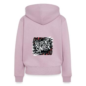 Repent Sinner 18 - Frauen Premium Bio Zip Hoodie - Altrosa - Hinten - Julia (174cm)