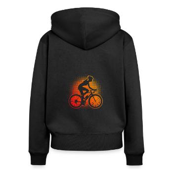 Radfahrer Mountainbike Damen Mtb Bike - Frauen Premium Bio Zip Hoodie - Schwarz - Hinten - Julia (174cm)