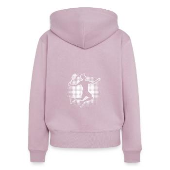 Damen Badminton Badmintonspieler Herren Federball - Frauen Premium Bio Zip Hoodie - Altrosa - Hinten - Julia (174cm)