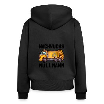 Nachwuchs Müllmann Müllwagen - Frauen Premium Bio Zip Hoodie - Schwarz - Hinten - Julia (174cm)