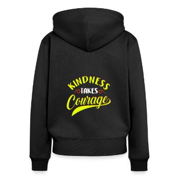 Kindness Takes Courage Anti Mobbing - Frauen Premium Bio Zip Hoodie - Schwarz - Hinten - Julia (174cm)