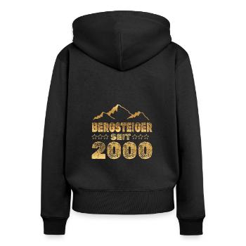 2000 - Frauen Premium Bio Zip Hoodie - Schwarz - Hinten - Julia (174cm)