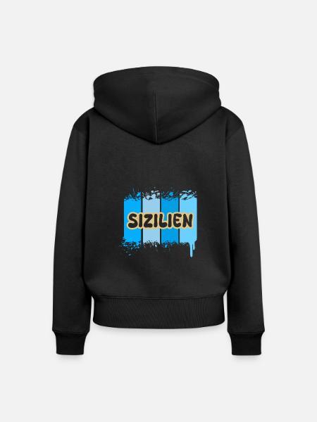 Sizilien - Frauen Premium Bio Zip Hoodie - Schwarz