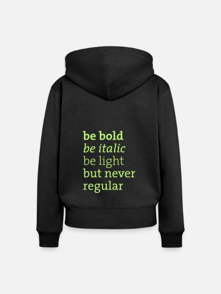 be never regular - Frauen Premium Bio Zip Hoodie - Schwarz