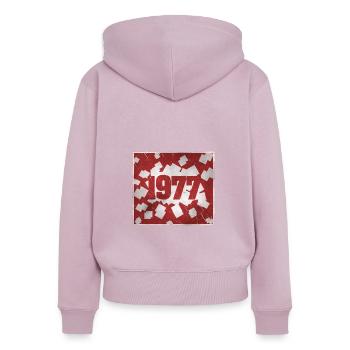 Geboren 1977 - Frauen Premium Bio Zip Hoodie - Altrosa - Hinten - Julia (174cm)