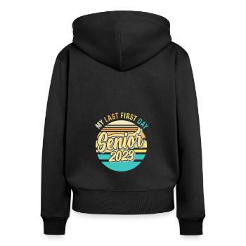 My Last First Day Senior Class Of 2023 - Frauen Premium Bio Zip Hoodie - Schwarz - Hinten - Julia (174cm)