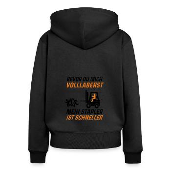 Staplerfahrer Schneller Als Du Gabelstapler - Frauen Premium Bio Zip Hoodie - Schwarz - Hinten - Julia (174cm)