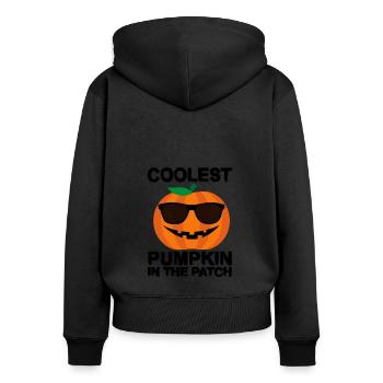Coolest Pumpkin in the Patch - Frauen Premium Bio Zip Hoodie - Schwarz - Hinten - Julia (174cm)