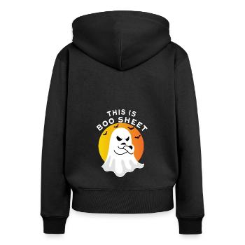 C’est Boo Boo Sheet Rétro Drôle fantôme Halloween - Sweat à capuche zippé Premium bio Femme - noir - Dos - Julia (174cm)