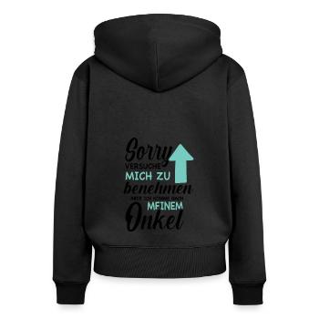 Ich versuche mich zu benehmen - Onkel - Frauen Premium Bio Zip Hoodie - Schwarz - Hinten - Julia (174cm)