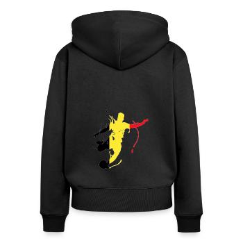 Belgique - Sweat à capuche zippé Premium bio Femme - noir - Dos - Julia (174cm)