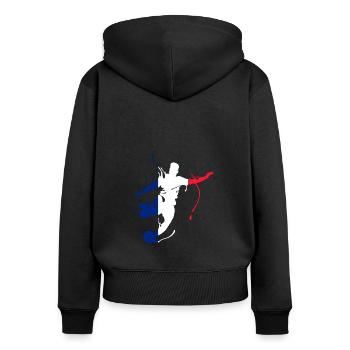 France - Sweat à capuche zippé Premium bio Femme - noir - Dos - Julia (174cm)