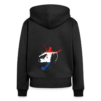 Pays-Bas Drapeau du Championnat du Monde Pays-Bas - Sweat à capuche zippé Premium bio Femme - noir - Dos - Julia (174cm)