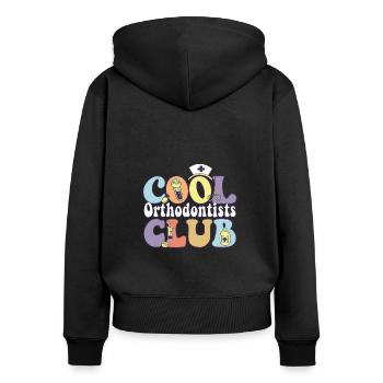 Cool Orthodontists Club Dental Squad Équipe de dentistes - Sweat à capuche zippé Premium bio Femme - noir - Dos - Julia (174cm)