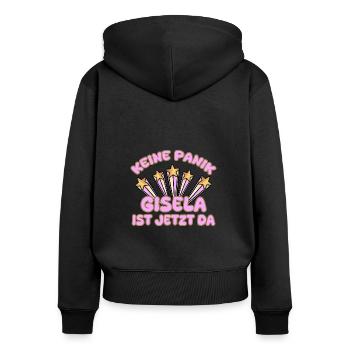 Geschenk für Gisela - Frauen Premium Bio Zip Hoodie - Schwarz - Hinten - Julia (174cm)