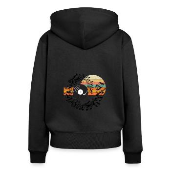 Notes de musique Musique Musiciens Partitions Clés Partitions Notes de musique - Sweat à capuche zippé Premium bio Femme - noir - Dos - Julia (174cm)