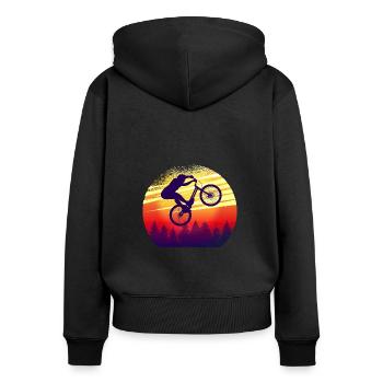 Mountain Biking MTB Downhill Mountain Bike - Frauen Premium Bio Zip Hoodie - Schwarz - Hinten - Julia (174cm)