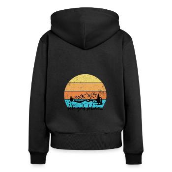ich geh leben - Frauen Premium Bio Zip Hoodie - Schwarz - Hinten - Julia (174cm)