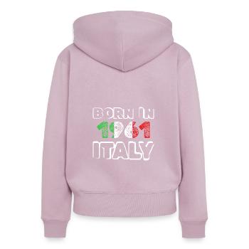 Geboren 1961 - Frauen Premium Bio Zip Hoodie - Altrosa - Hinten - Julia (174cm)