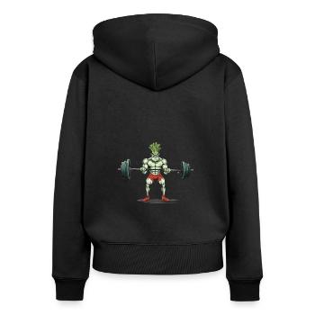 Lauch - Frauen Premium Bio Zip Hoodie - Schwarz - Hinten - Julia (174cm)