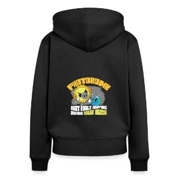 Total Solar Eclipse 2024 Totality Photobomb Sun - Frauen Premium Bio Zip Hoodie - Schwarz - Hinten - Julia (174cm)