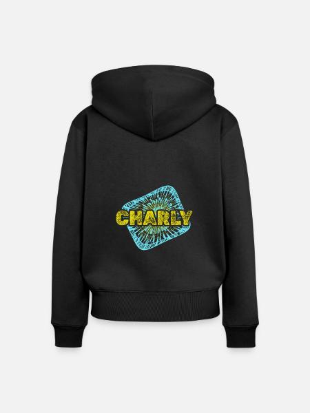Freizeit Charly - Frauen Premium Bio Zip Hoodie - Schwarz