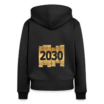 2030 - Women's Premium Organic Zip Hoodie - black - Back - Julia (174cm)