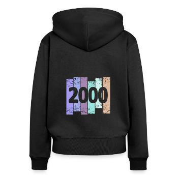 2000 - Frauen Premium Bio Zip Hoodie - Schwarz - Hinten - Julia (174cm)