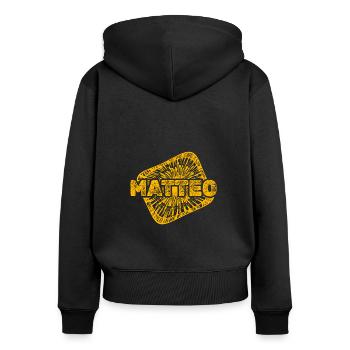 Sternenstaub Matteo - Frauen Premium Bio Zip Hoodie - Schwarz - Hinten - Julia (174cm)