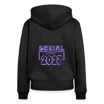 Social 2027 - Sweat à capuche zippé Premium bio Femme - noir - Dos - Julia (174cm)